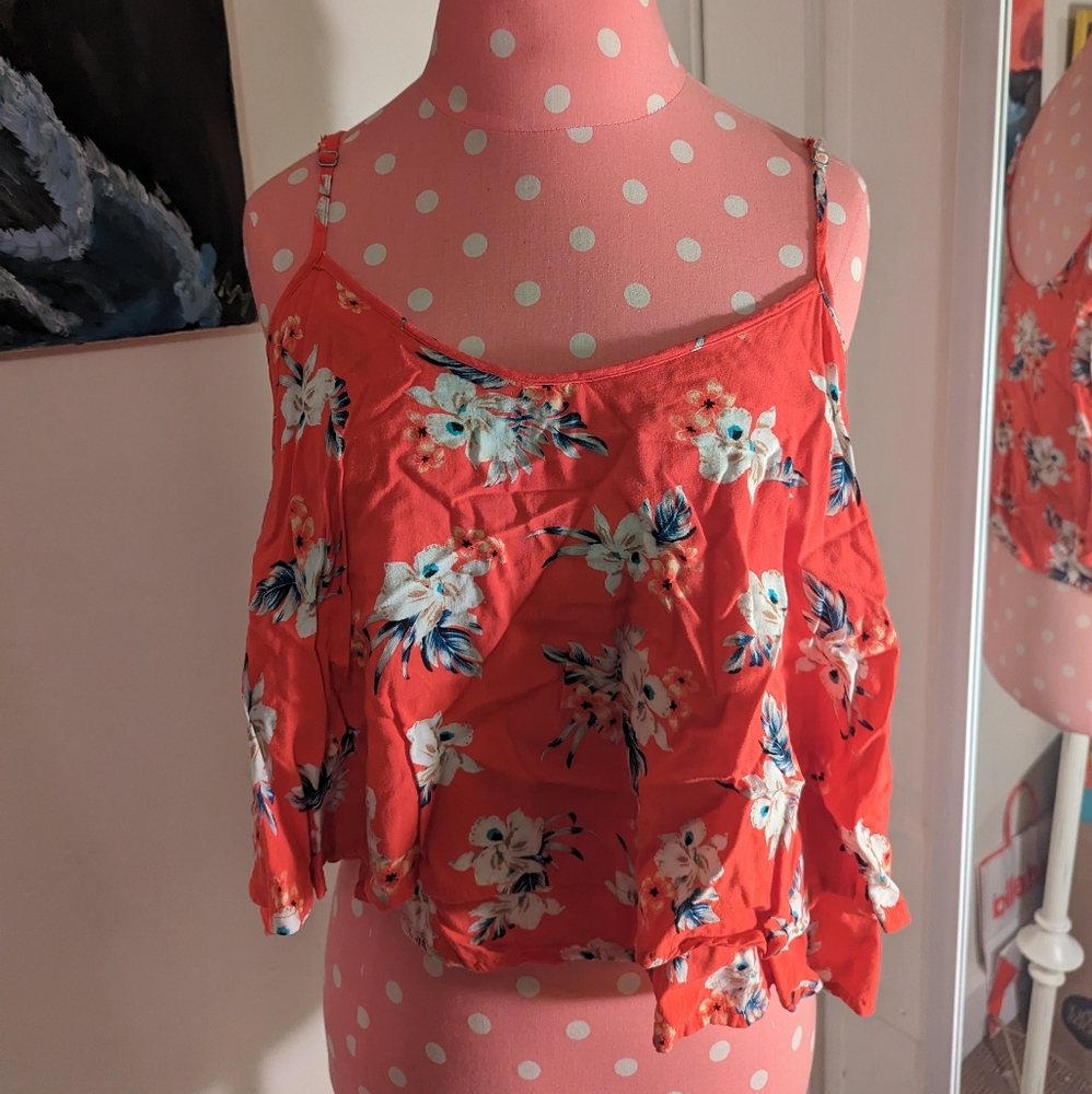 Red Floral Crop Top